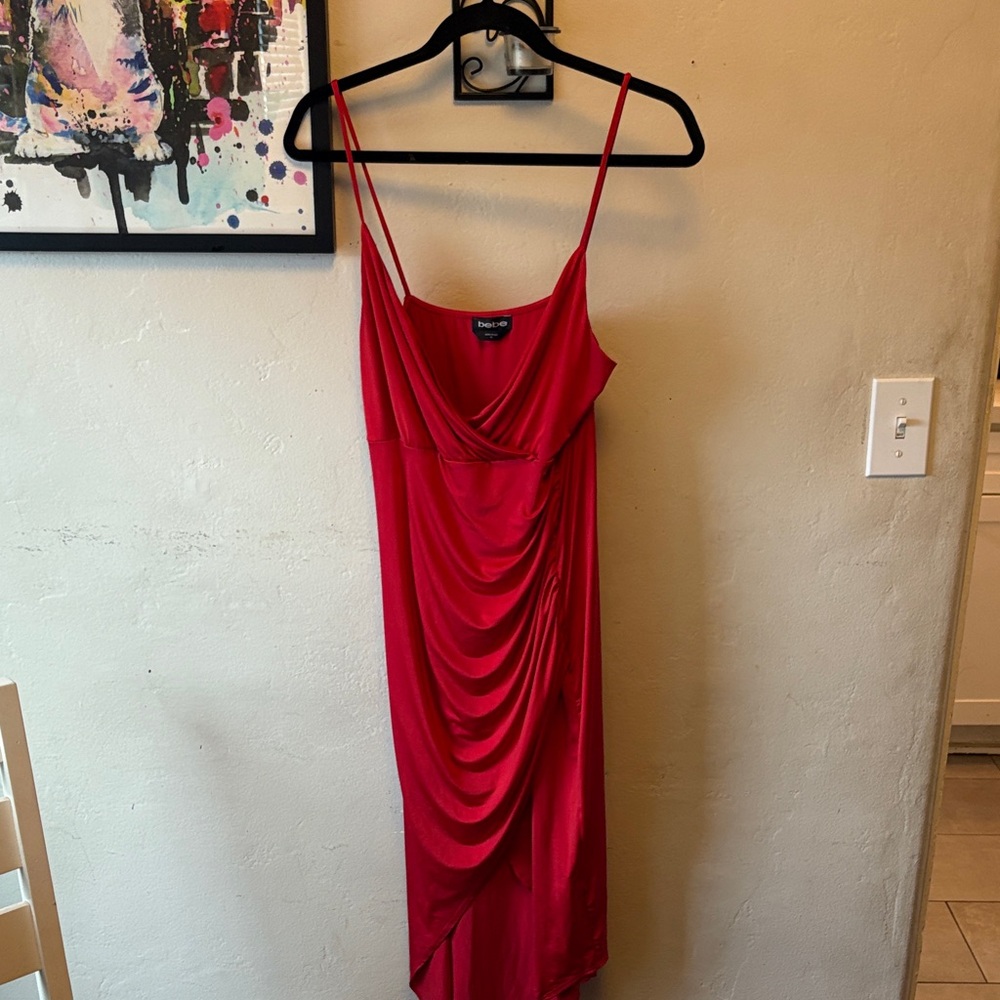 bebe Asymmetrical Scarlet Dress
